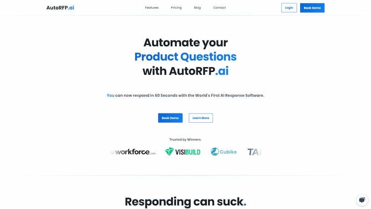 AutoRFP.ai AutoRFP.ai is AI RFP Response Automation Software. The first of its kind, it's RFP AI creates responses automatically using Generative AI. It provides RFP AI Tools that help you create more compelling responses, faster.