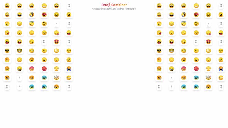 Emoji Combiner Mix any 2 emojis together to create new emoji combinations. Discover 1,000's of emoji possibilities with our free online emoji combiner tool!