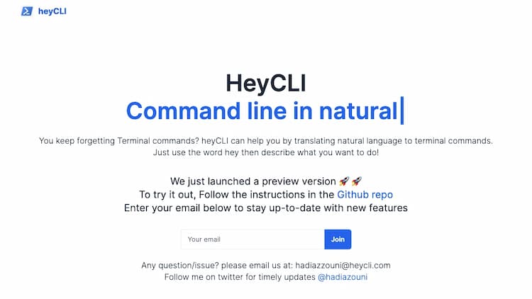 HeyCLI Linux commands in natural language. Work in terminal but using plain English!