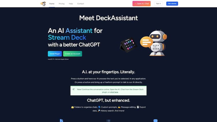 DeckAssistant Stream Deck plugin that puts A.I. at your fingertips. Literally.