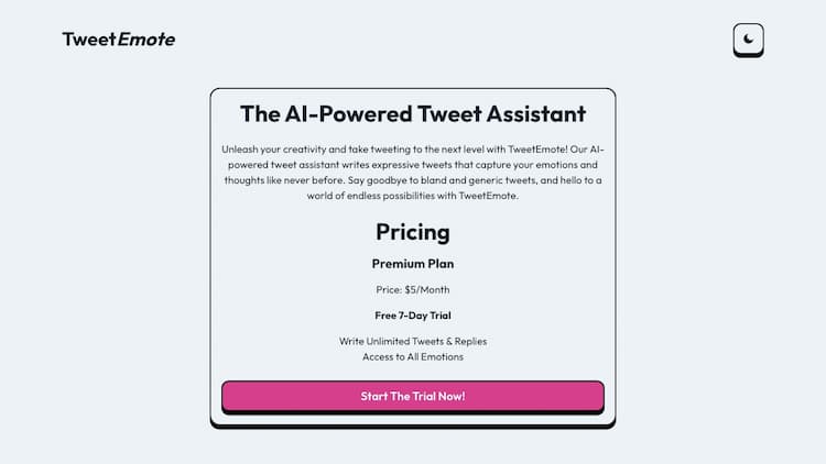 TweetEmote The AI-Powered Tweet Assistant - Write Expressive Tweets With Tweet Emote And Get The Engagement That Your Content Deserves!