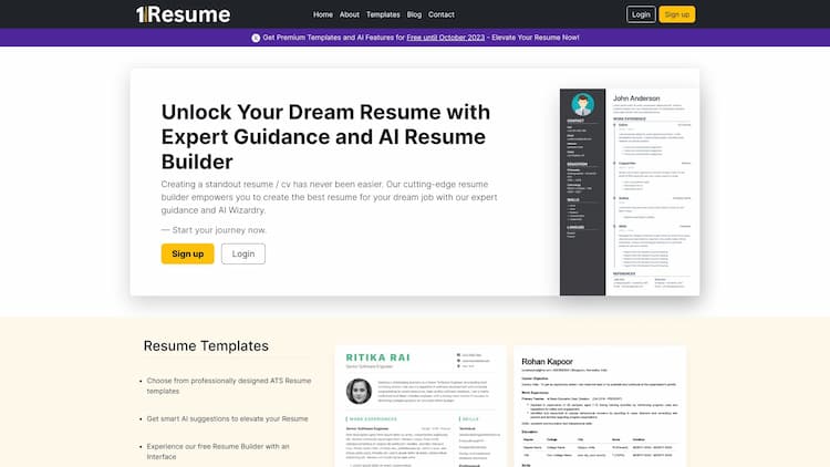 1MillionResume Create resume online free in 30 minutes with 1MillionResume. Use our AI Resume Builder, best resume templates and expert guidance to stand out in job market.