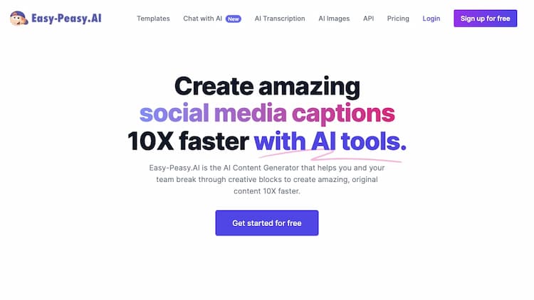 Easy-Peasy.AI Your One-Stop Solution for Content Creation, Image Crafting, Audio Generation, and AI Transcription.