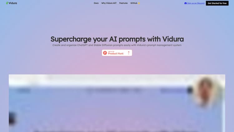 Vidura AI Welcome to Vidura AI, an AI prompt management system that allows you to easily create, tag, and search your prompts. Vidura supercharges your AI prompts for ChatGPT, Stable Diffusion, or Midjourney
