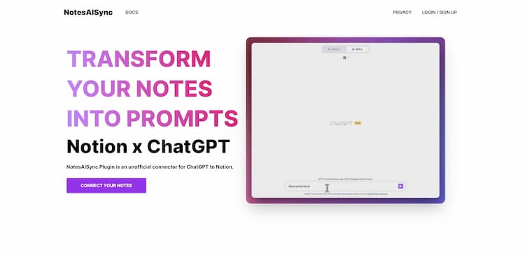 NotesAISync Seamlessly integrates ChatGPT with Notion.