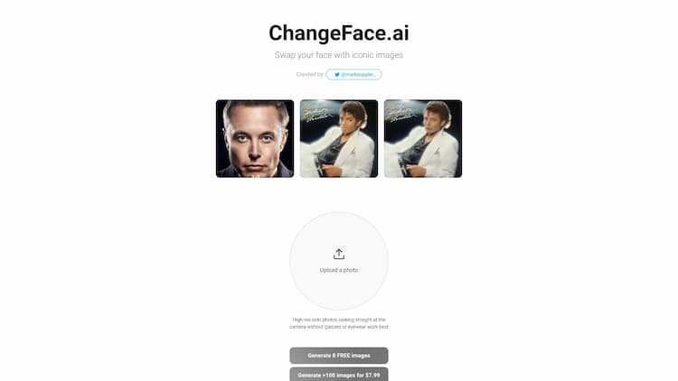 ChangeFace.AI Use artificial intelligence to put your face in over 100 iconic photos.