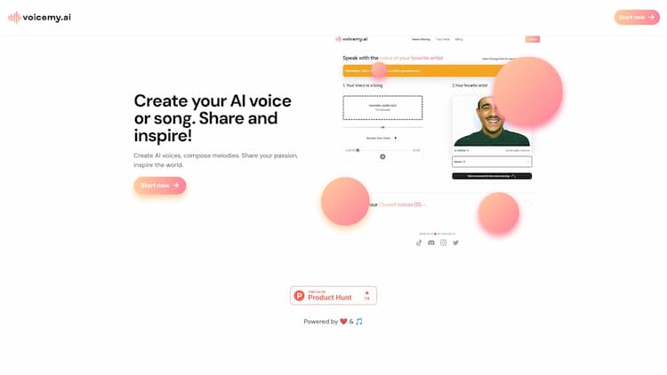 voicemy.ai Unleash your creativity with Voicemy.ai. Clone voices, train AI models, compose melodies, and share your passion. Join us and inspire the world with the power of AI voice and song. Coming soon - Text to Voice feature! Start your journey today.