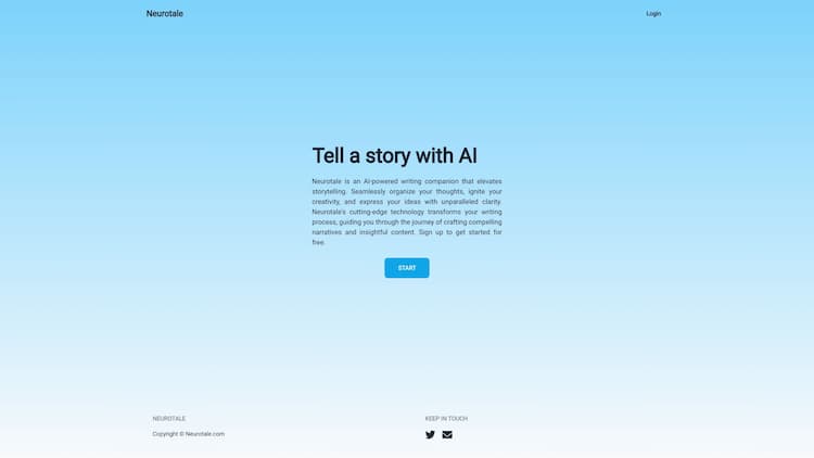 Neurotale Neurotale is an AI powered web application designed to enhance your writing skills. Whether you are taking notes, writing blog posts or working on fiction novels, Neurotale can help.