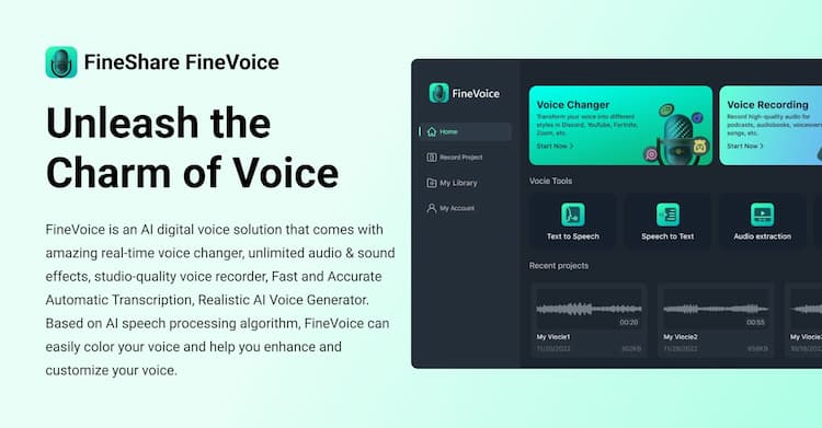 FineShare FineVoice Enhance the allure of your vocal abilities using artificial intelligence.