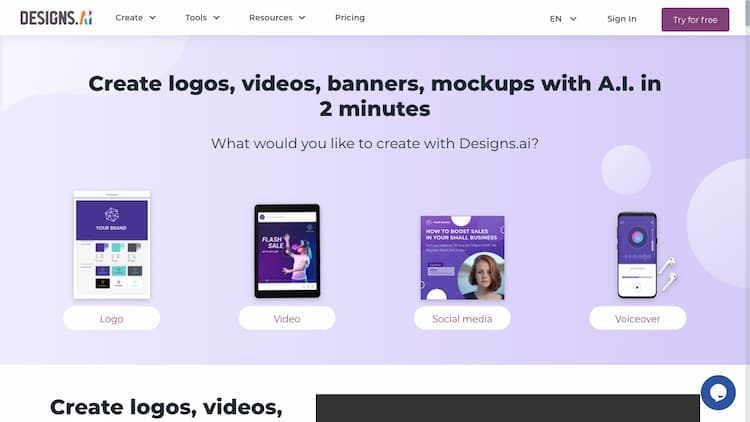 Designs AI Try Designs.ai for free and create anything online in 2 minutes! Make a logo, video, social media banner, business card, flyer, mockup and more with AI.