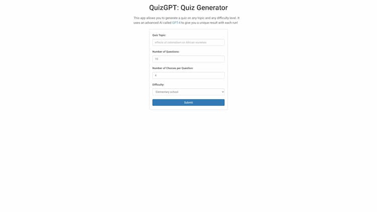 QuizGPT QuizGPT: Classroom Quiz Generator