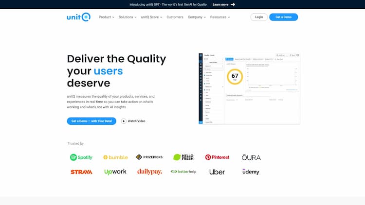 unitQ GPT unitQ measures the quality of your products, services, and experiences in real time so you can take action on whatâs working and whatâs not with AI insights