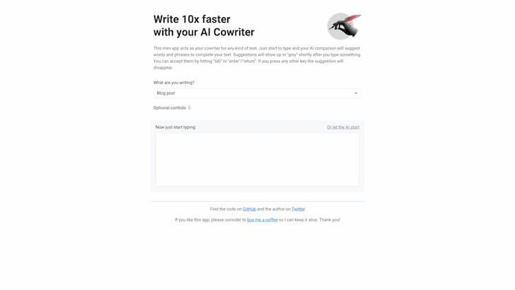 AI Cowriter Write 10x faster with AI-generated autocomplete text suggestions