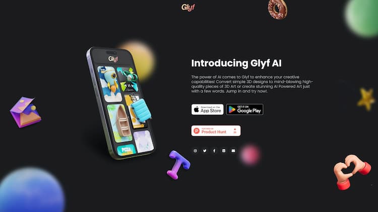 Glyf 3D AI Art Generator Create Stunning 3D Designs in minutes right on your phone!