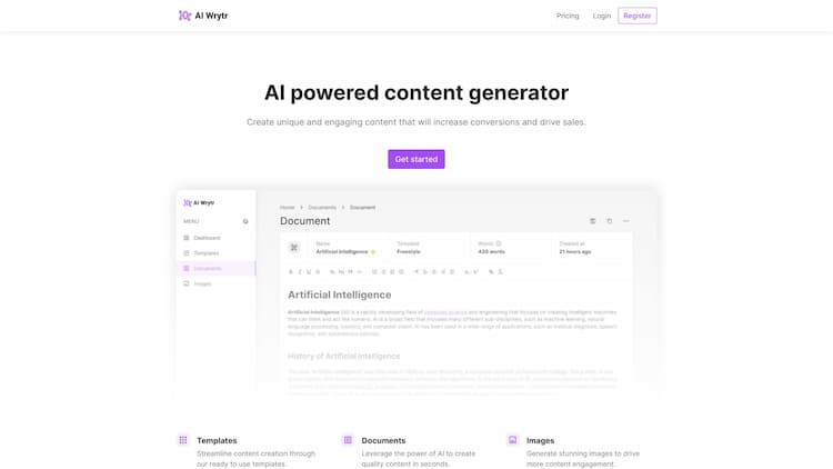 AI Wrytr AI Wrytr Powered By Amraks Technologies - AI powered content generator