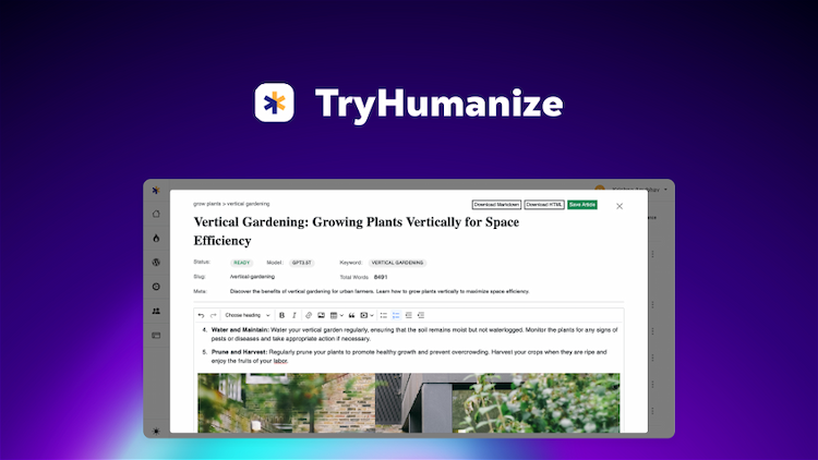 TryHumanize Create, publish, and scale your long-form content with this AI-powered content generation platform