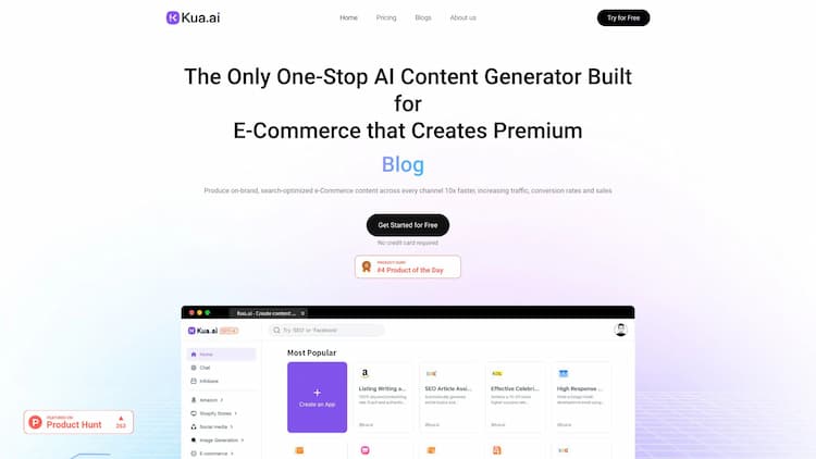 Kua.ai Harness the power of AI content generation to supercharge your ecommerce growth. Learn how AI technology can help you create optimized content that outranks your competitors.