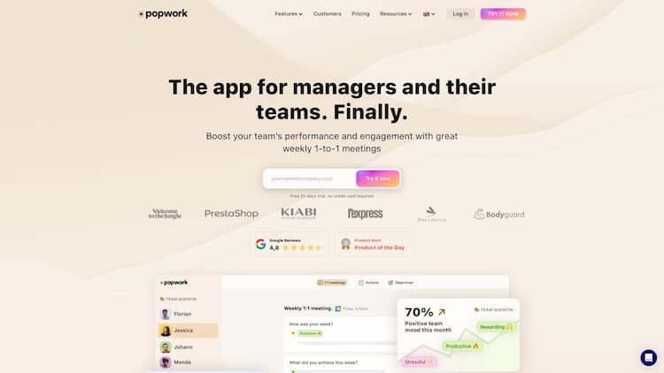 Popwork 2.0 Give your managers the tools they need to excel. Popwork is the the all-in-one solution to train, equip, and support management in your company. Live video training, unique management app and insights.