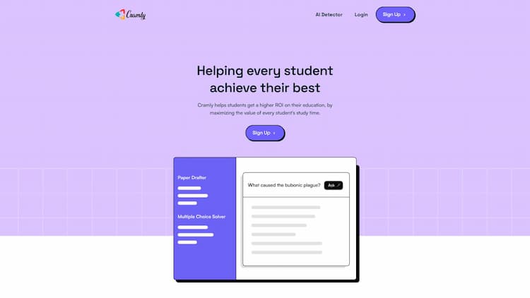 Cramly AI Helping every student achieve their best
Cramly helps students get a higher ROI on their education, by maximizing the value of every student's study time.