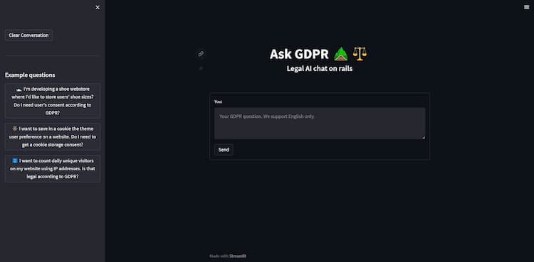 Ask GDPR Providing precise and prompt responses to inquiries concerning the General Data Protection Regulation (GDPR).