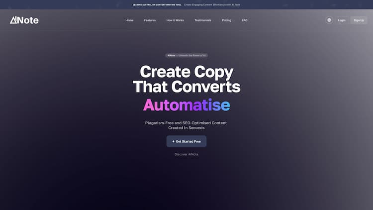 Ai Note - Ai Writing Tool Write the content in a few seconds. Australia's best 
ai writing content tool. Subscribe today and automatise your work.