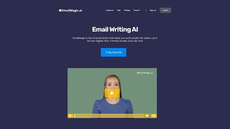 EmailMagic AI EmailMagic is the AI that helps you write emails 10x faster. Let it be Your Digital Twin. It Writes Emails Just Like You! Start your 7-day free trial today.
