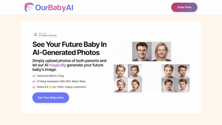 OurBabyAI OurBabyAI uses artificial intelligence to create your future baby images. Simply upload photos to discover your potential child's appearance.