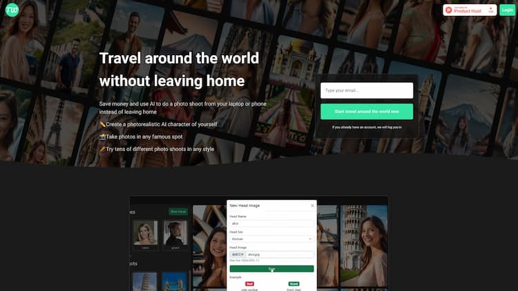 TravelAroundTheWorld Save money and use AI to do a photo shoot from your laptop or phone instead of leaving home. ✏️Create a photorealistic AI character of yourself 📸Take photos in any famous spot 🔦Try tens of different photo shoots in any style