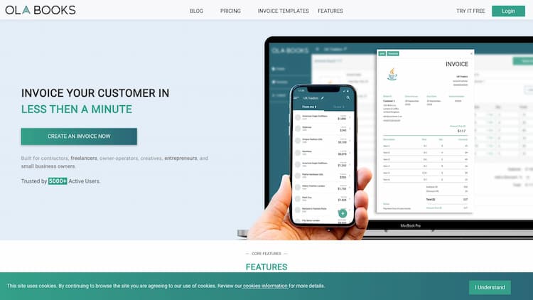Olabooks.co OlaBooks.co is an AI-assisted invoicing platform that empowers you to transform your manual invoicing process - the AI-powered solution converts your handwritten invoices into digital invoices for small businesses.