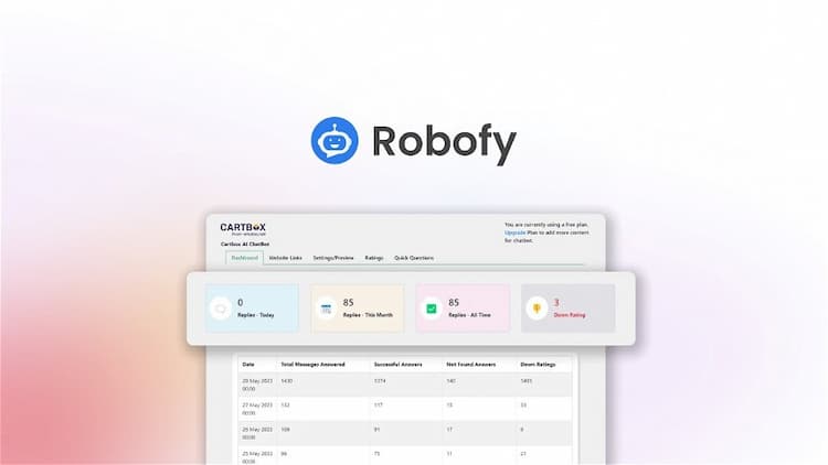 Robofy Transform your website content into an AI chatbot for instant visitor query responses