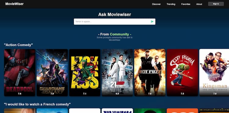 Moviewiser This product offers customized suggestions for movies and TV shows based on individual user preferences, making it easy for users to explore and find new content that suits their tastes.