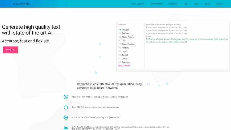 Text-Generator.io Generate text with industry leading privacy, quality and cost. Realistic text generation is now possible