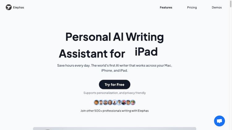 Elephas The lone AI writer compatible with Mac that allows seamless functionality across various applications.