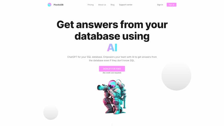 PlasticDB PlasticDB | Get answers from your database using AI