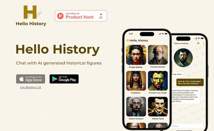 Hello History Engage in exclusive dialogues with notable historical figures.