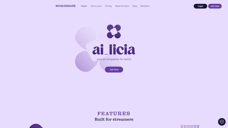 ai_licia by NovaSquare NovaSquare Ltd creates AI-powered tools to help creators of all types grow their channels and thrive. Introducing Ailicia the first AI-powered virtual assistant designed to help streamers on Twitch.