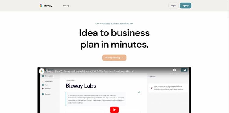 Bizway Transform your business concepts into practical plans using Bizway, enabling you to take decisive steps towards achieving your goals.