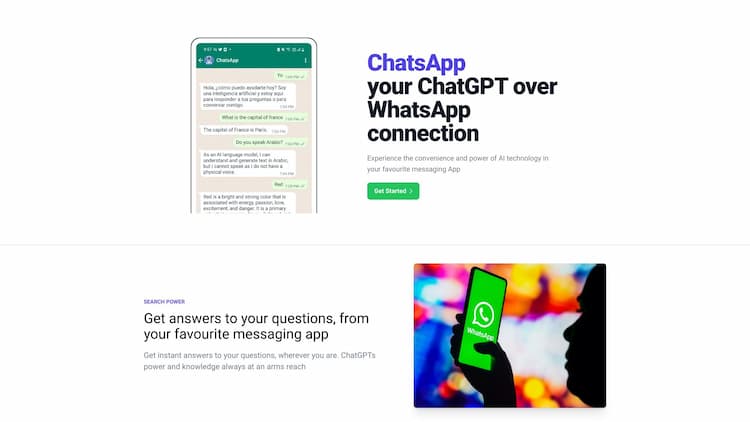 ChatsApp Its ChatGPT right from your WhatsApp. Just add the phone number to your contact list on WhatsApp, and start chatting with your favourite AI - Totally free - Up to 20 messages a day