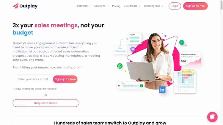 Outplayhq Outplay is an all-in-one multichannel sales engagement platform that helps sales teams close more deals and significantly increase revenue. 14-day free trial.
