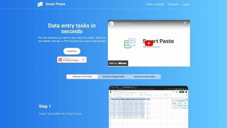 Smart Paste The ultimate tool for hassle-free data entry! Save time and effort by automating repetitive tasks using the Smart Paste chrome extension. A "glue" for combining data from different websites, web apps, and documents.