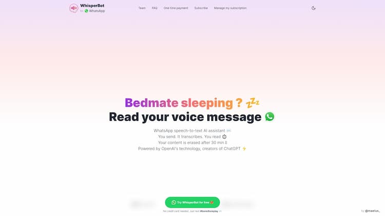WhisperBot Turn your WhatsApp voice messages into text 💬