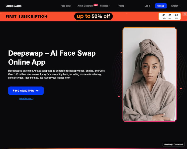 Deepswap Deepswap is a faceswap video editor & deepfake maker for 100% real-look gender swap, celeb deepfake, face swap GIF, etc. Create and download your refaced video now!