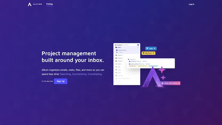 Alltum The next generation of inbox. Alltum organizes your emails, tasks, files, and more so you can spend less time: Searching, Summarizing, & Coordinating.