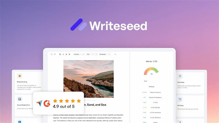 Writeseed - AI Content Writer The most complete AI writer on the market with 50+ templates, a Chrome extension & unlimited usage