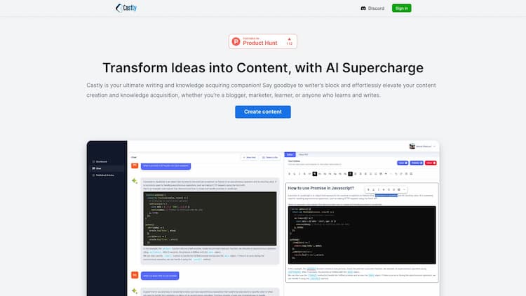 Castly Create and share content with AI blazing fast />