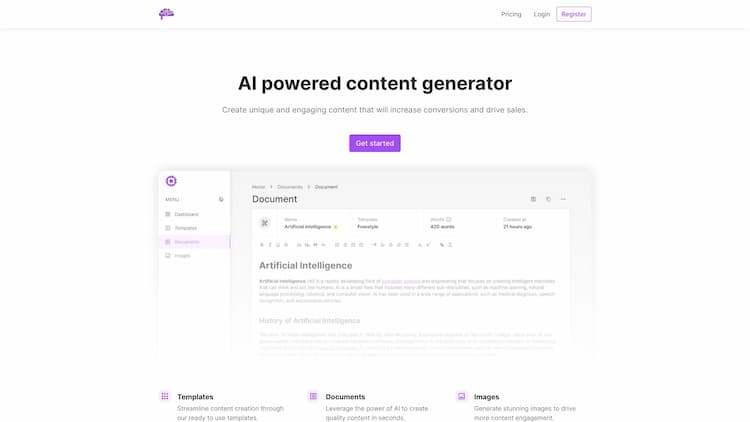 Freelino Freelino AI lets you create unique and engaging content that will increase conversions and drive sales through SEO.
