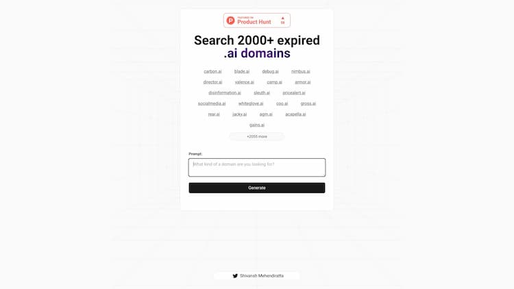 ExpiredAI Search through 2000+ expired .ai domains and catch them at the right time.