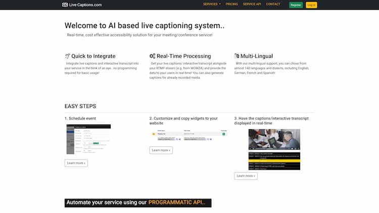 AI based live captioning system AI Based Live Captioning Service | live-captions.com