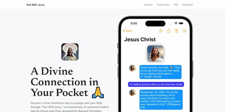 Text With Jesus This product description highlights the enriching discussions and enhanced bond with respected biblical characters that can be achieved through engaging conversations.