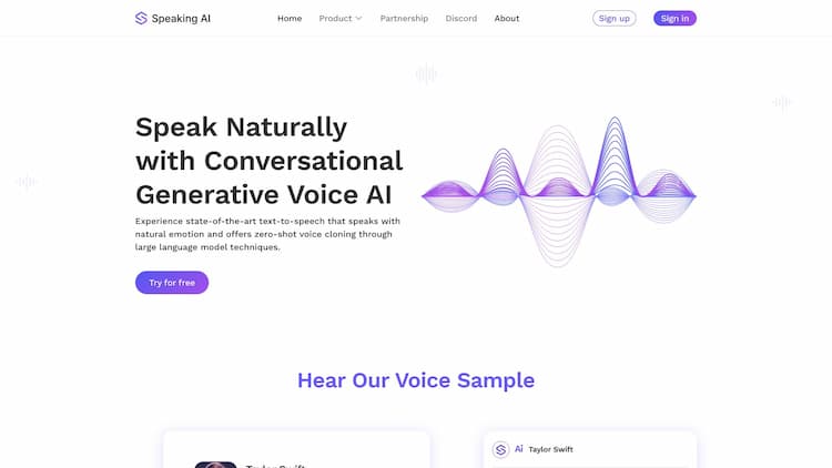 Speaking AI Web site created using create-react-app